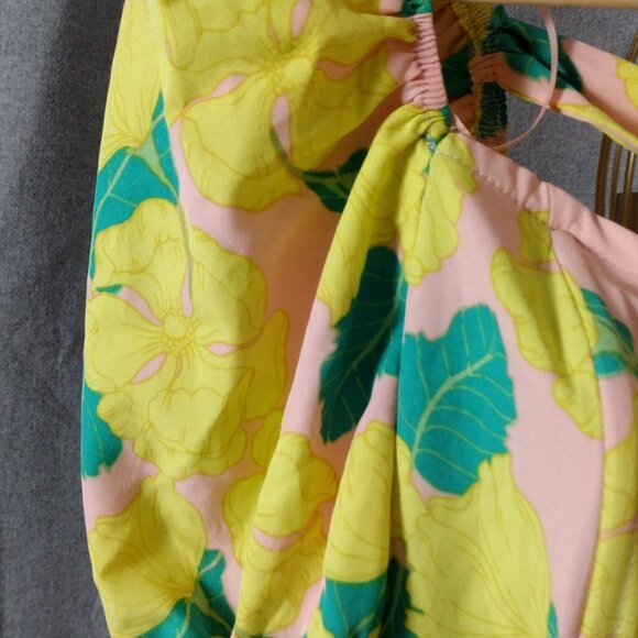 Milk & Honey Floral Sweetheart Top XS | Yellow Cottagecore Blouse - Picture 6 of 6